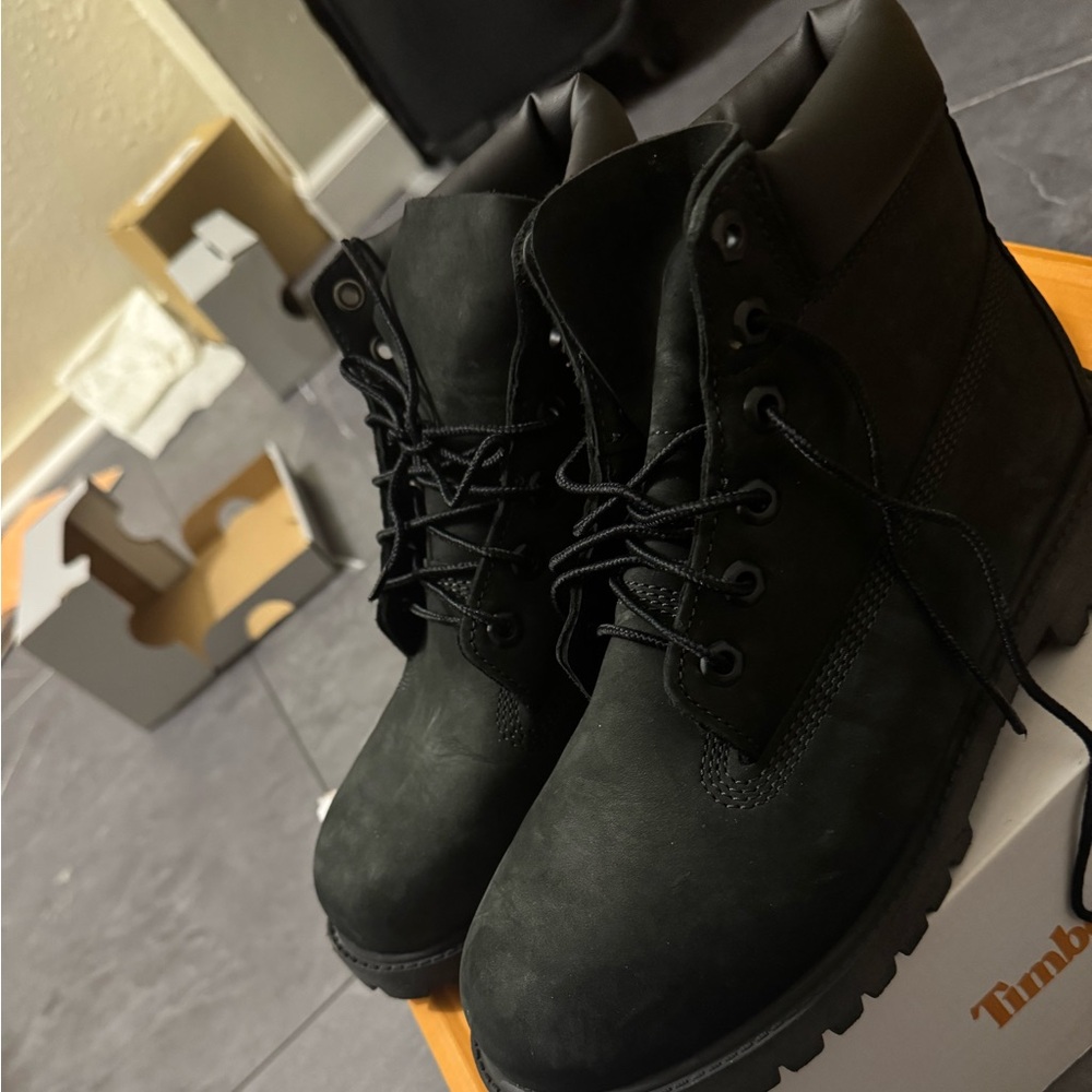 Timberland Premium 6" Boot Black Timberlands Big Kids